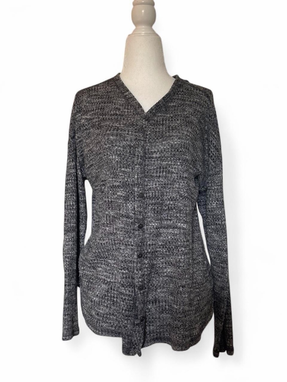 Sonoma Charcoal Gray Button-Up Knit Cardigan